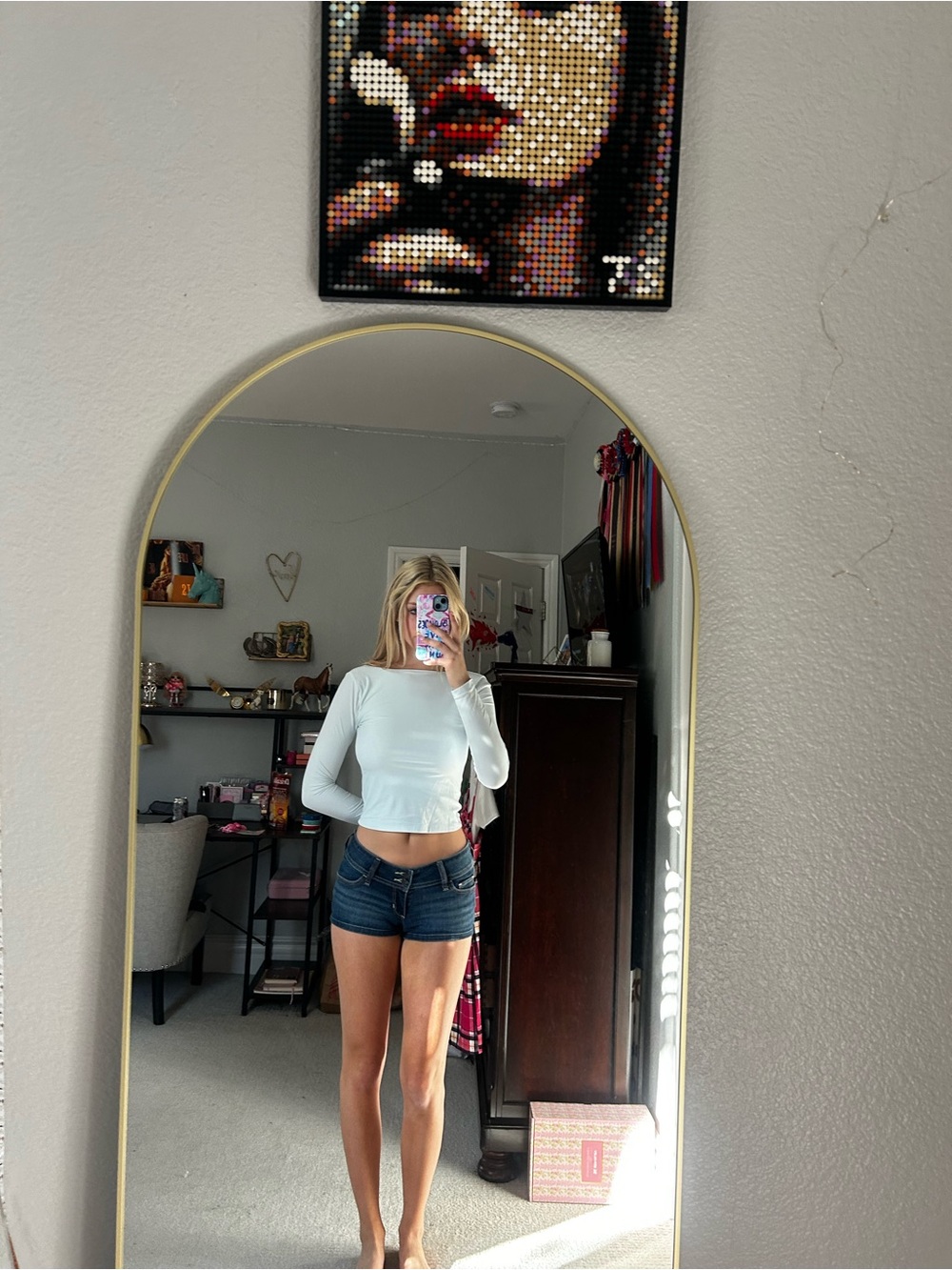 wild fable blue Long-Sleeve Cropped Tee
